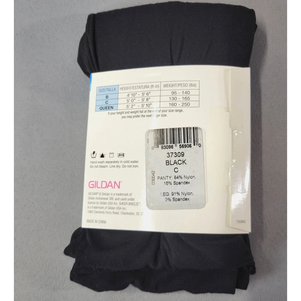 Sheer‎ Breeze Tights Womens Size C Black Control Panty by Gildan New
